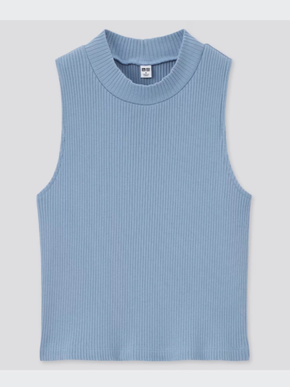 Uniqlo Women's Ribbed Sleeveless / Mock Neck Tank Top Dusty Blue XS